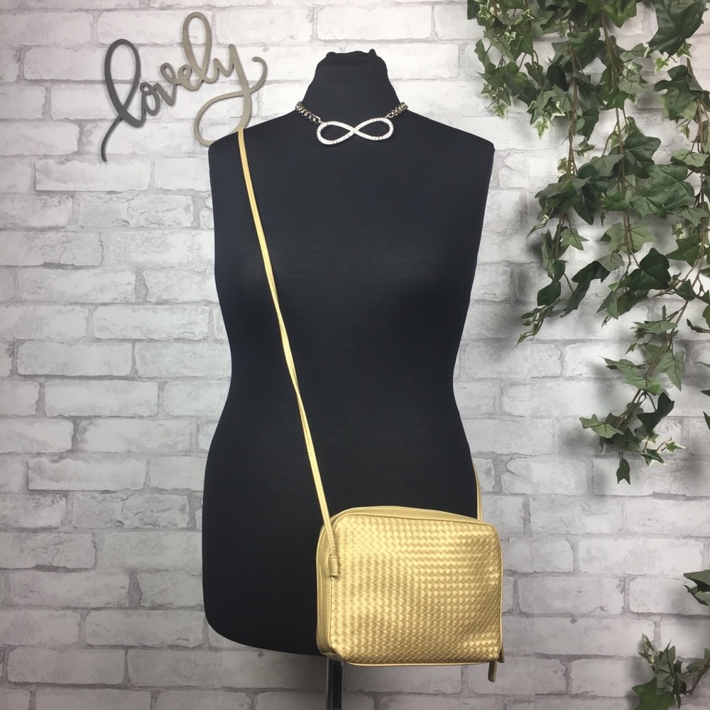 Worthington Shimmer Gold Quilted Crossbody Handbag